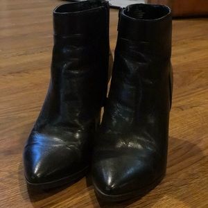Black leather booties